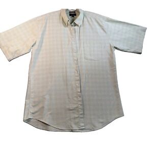 Mens,Short Sleeve Shirt,Studio Bill Blass,XLT,Green,Check Wrinkle Free Oxford
